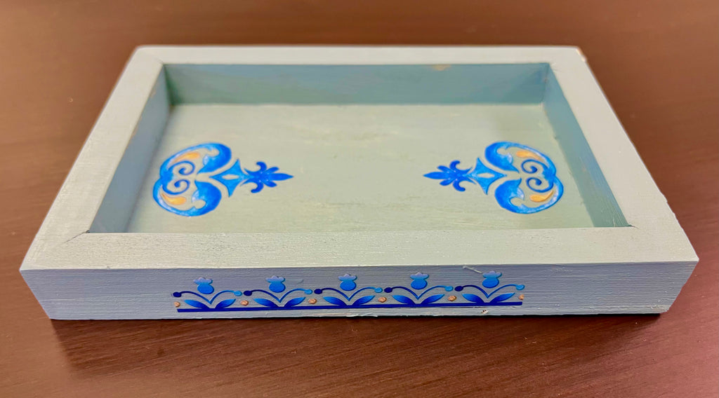 Organize with Style - Decorate a wooden trinket tray with paint and transfers